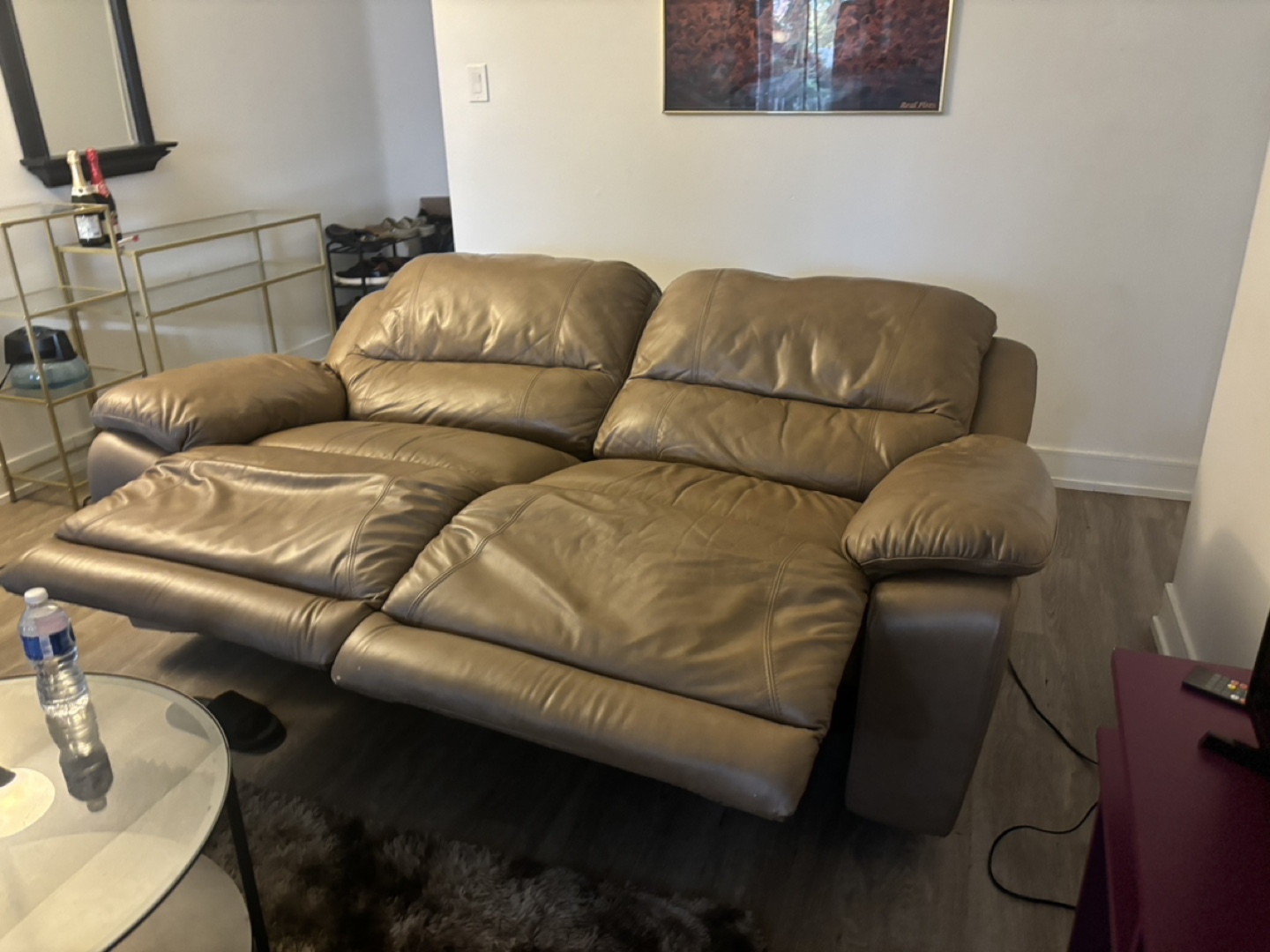 Leather Reclining Sofa - photo 4