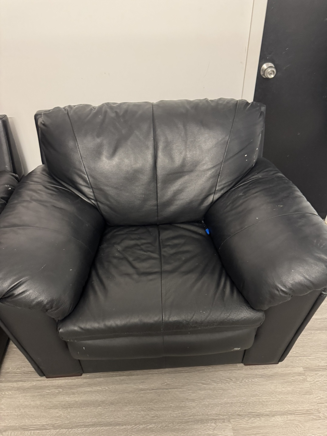 Black Leather Sofa Set - photo 2