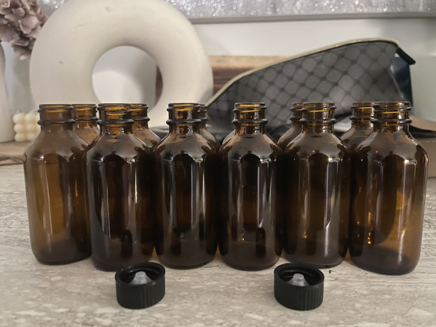 2pz/60ml 12-pack of Glass Amber Bottles