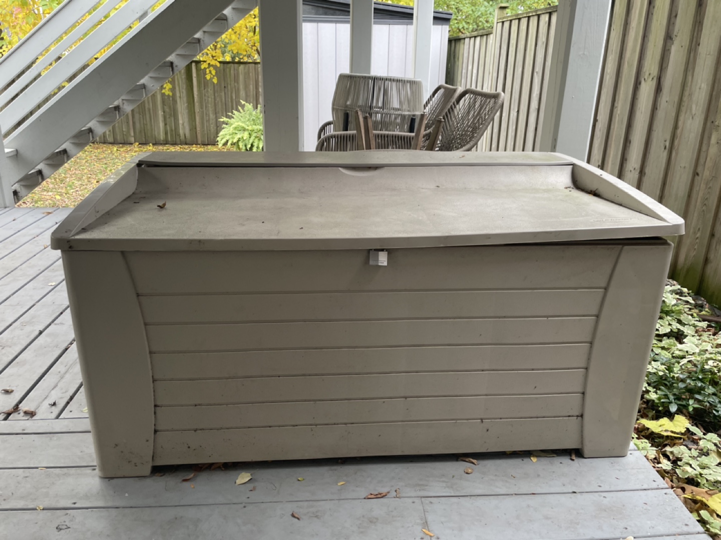 MOVING SALE: 127GAL Extra Large Deck Box With Seat
