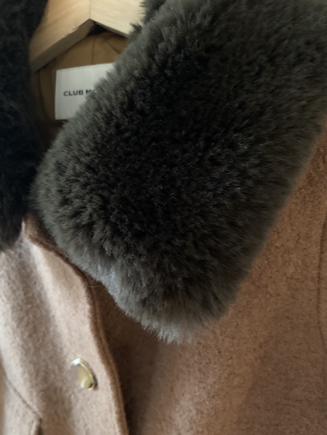 Club Monaco Brown Wool Jacket with Faux Fur Collar - photo 3