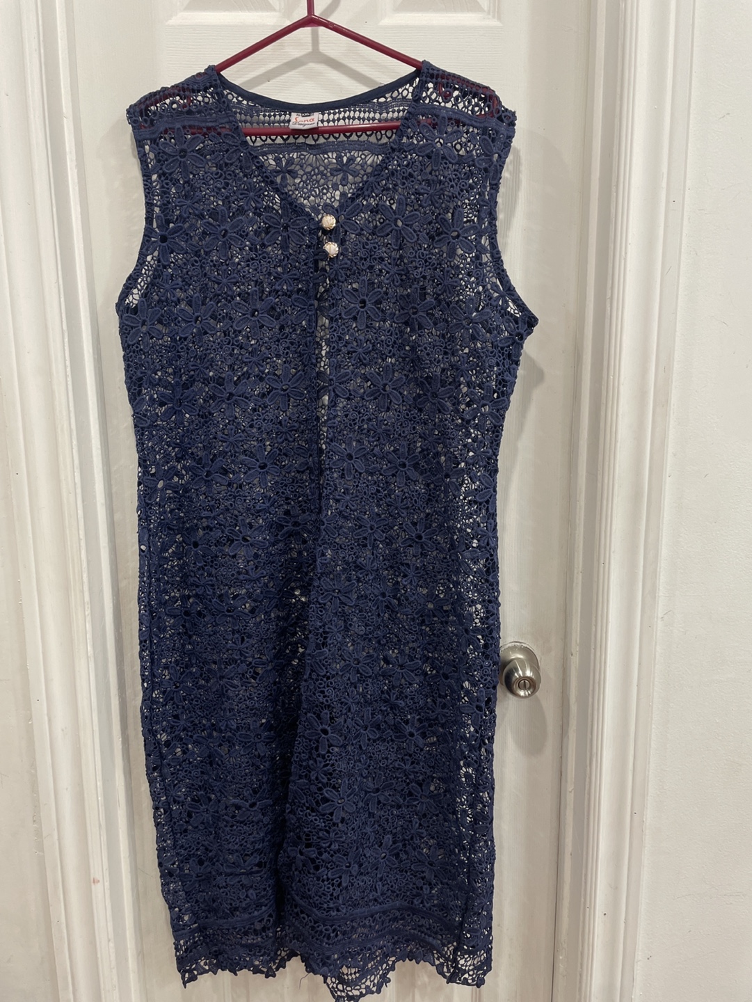 Navy Blue Crochet Cardigan