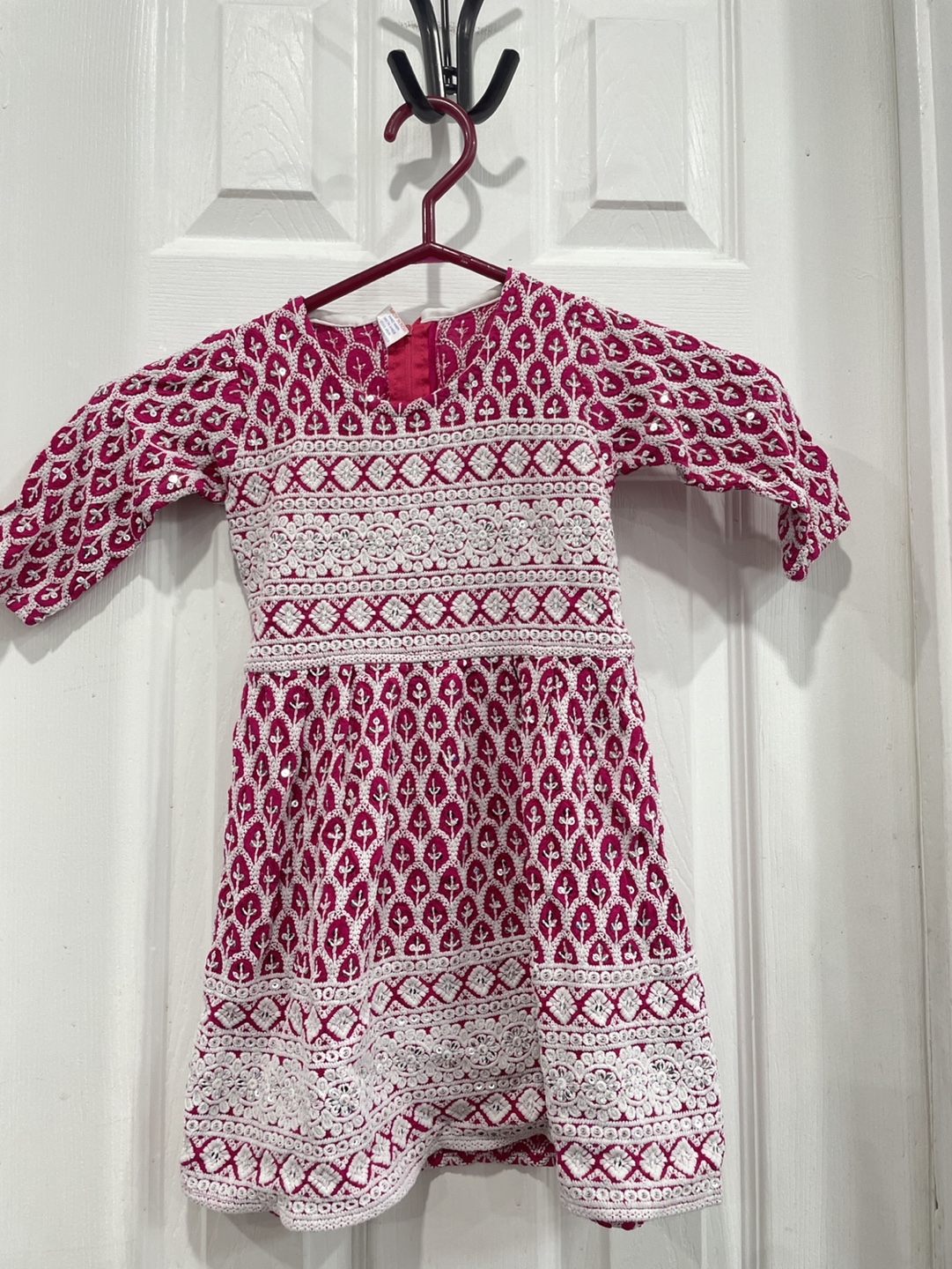 Girls Pink Embroidered Dress