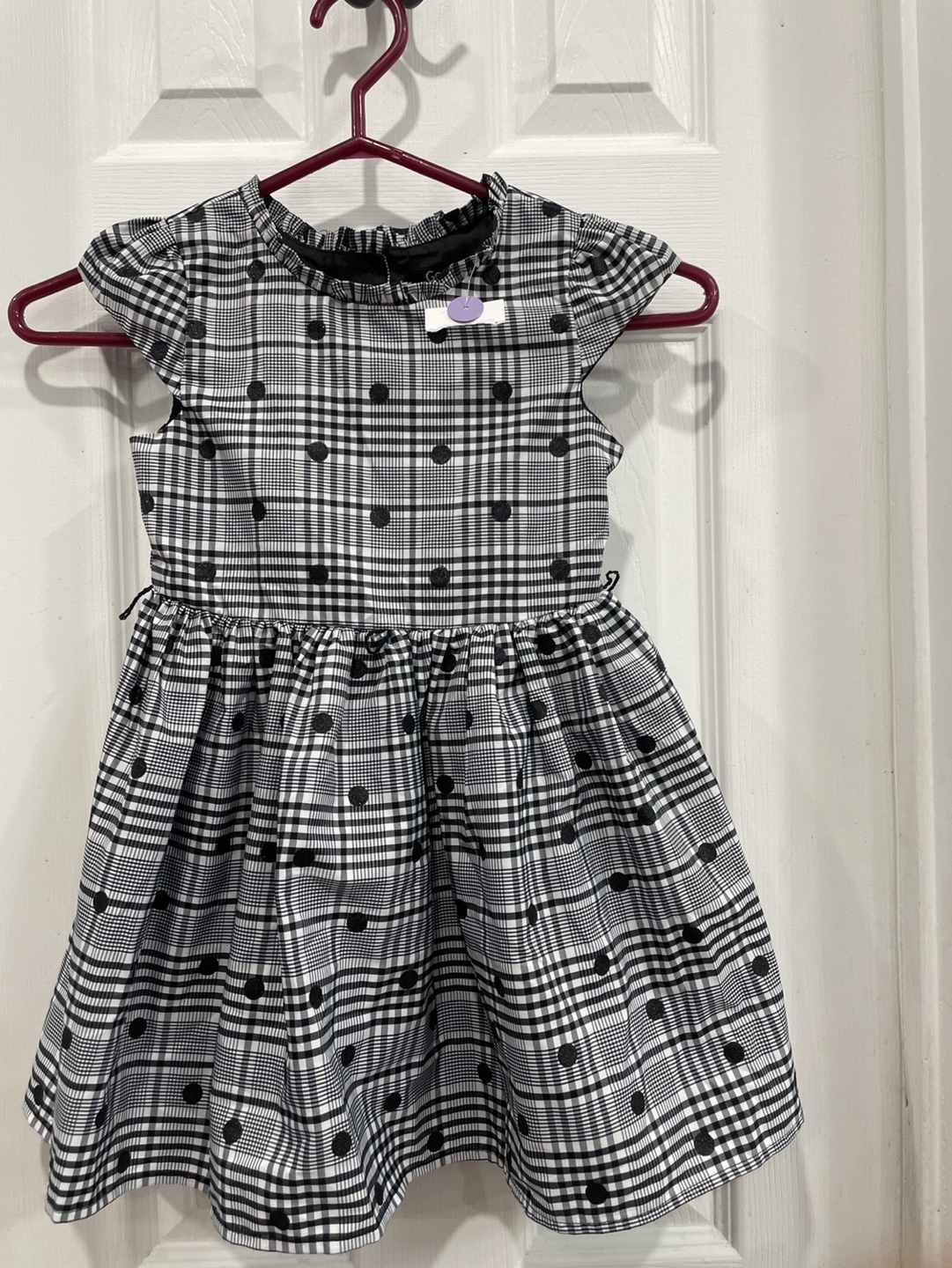 George Girls' Black and White Plaid Polka Dot Dress