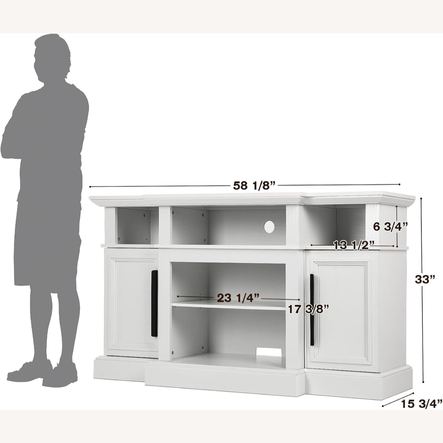 Simple Fireplace Breakfront TV Stand Storage - photo 3