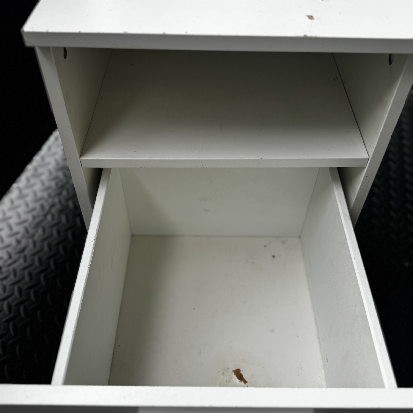 White Nightstand with Drawer and Shelf - photo 4