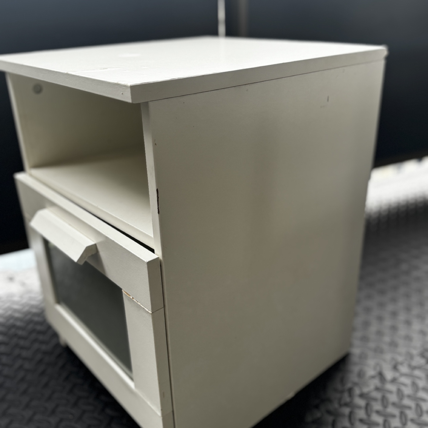 White Nightstand with Drawer and Shelf - photo 3