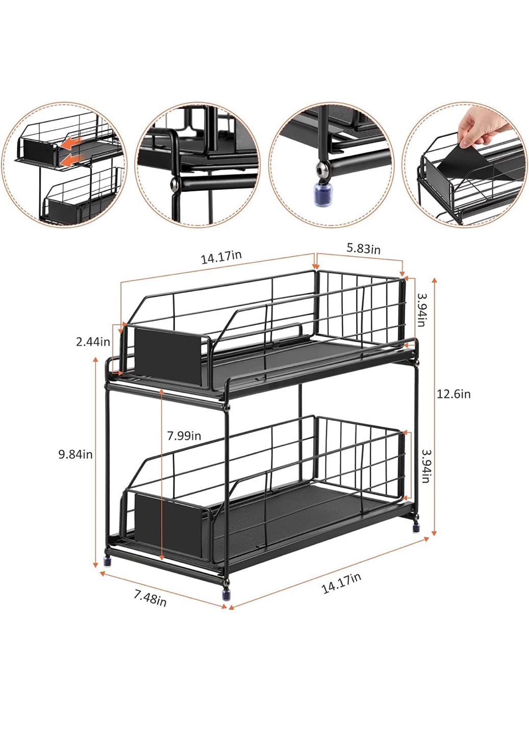 2-Tier Black Under Sink Organizer (2 pack) - photo 2
