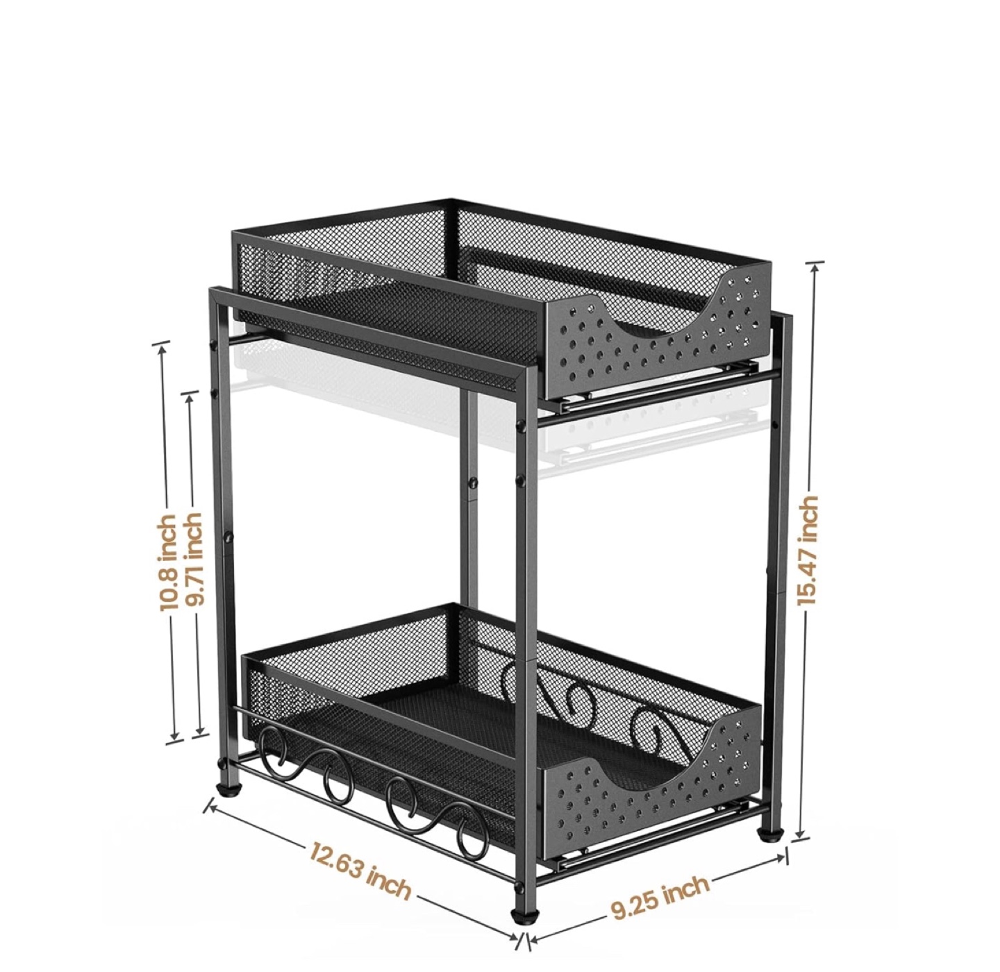Black 2-Tier (2 pack) Rolling under sink Storage Organizer - photo 2