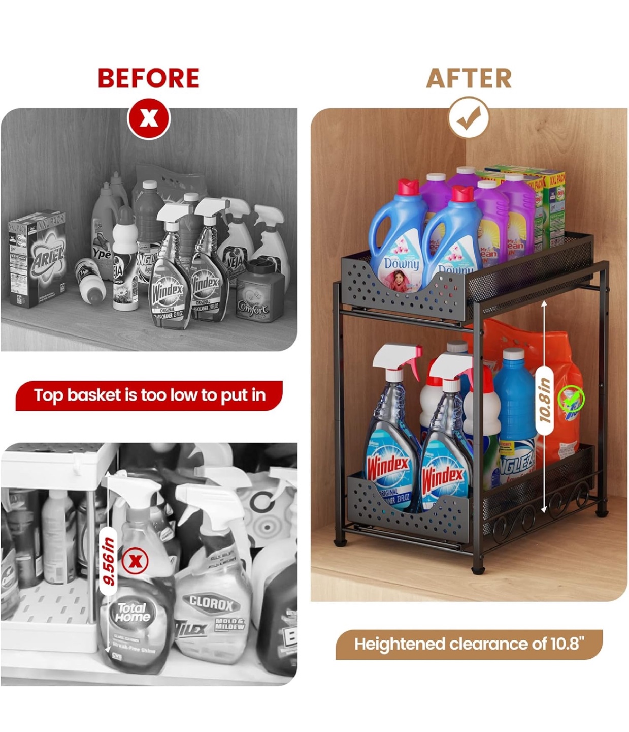 Black 2-Tier (2 pack) Rolling under sink Storage Organizer - photo 5