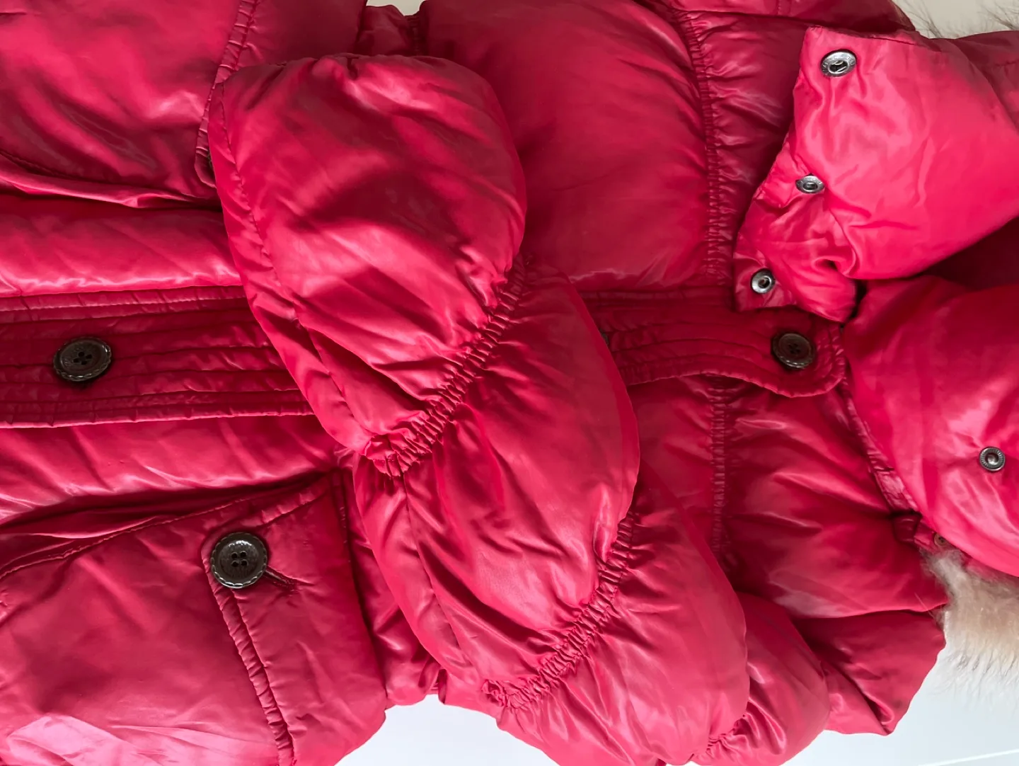 Japan brand Red Down Puffer Jacket with Fur Hood ❤️ image indicator(4)