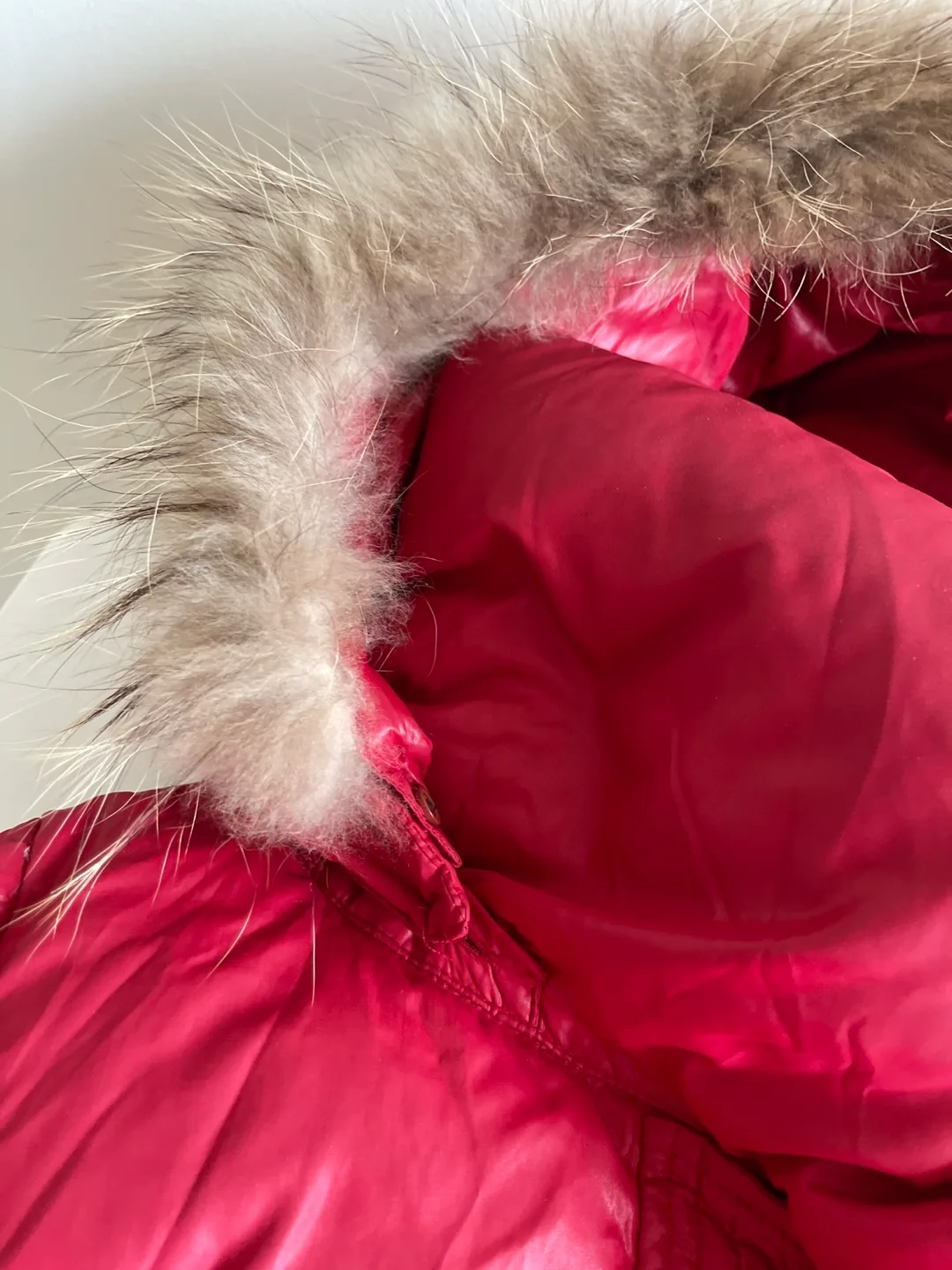 Japan brand Red Down Puffer Jacket with Fur Hood ❤️ image indicator(2)