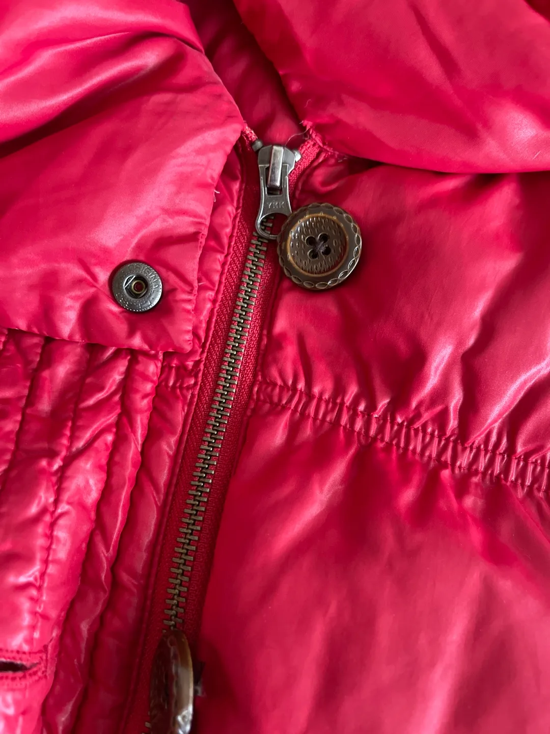 Japan brand Red Down Puffer Jacket with Fur Hood ❤️ image indicator(6)