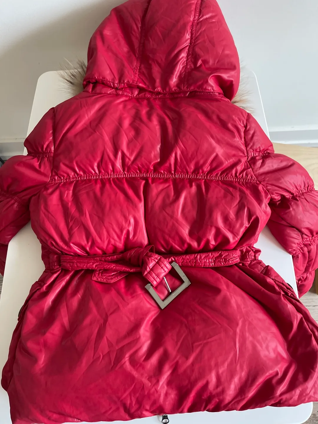 Japan brand Red Down Puffer Jacket with Fur Hood ❤️ image indicator(5)