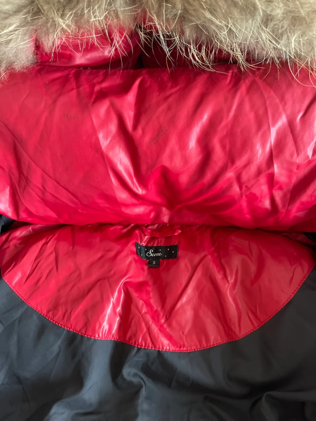 Japan brand Red Down Puffer Jacket with Fur Hood ❤️ image indicator(8)