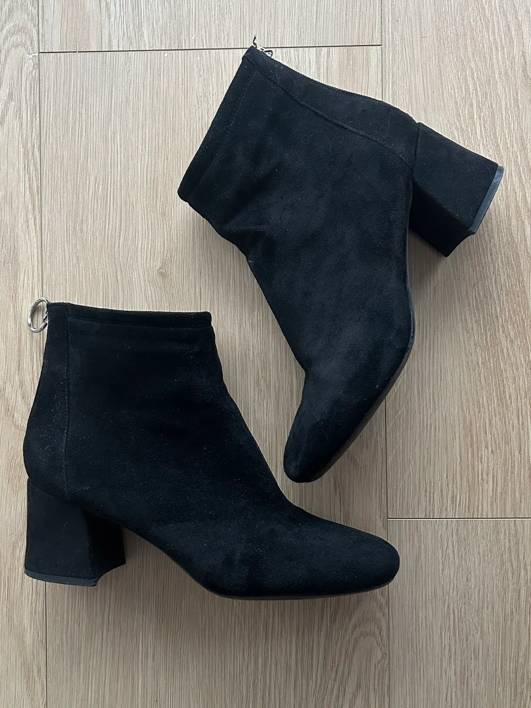 Black Suede Ankle Boots with Block Heel thumbnail