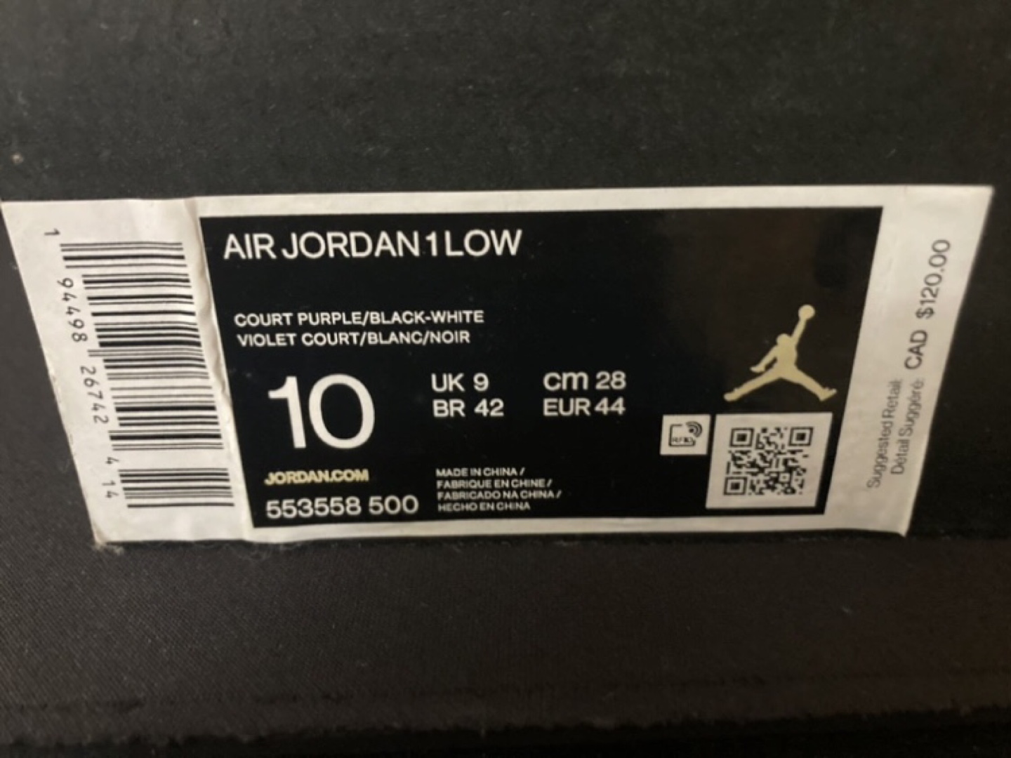 Jordan 1 Court Purple Lows (Size 10) - photo 2