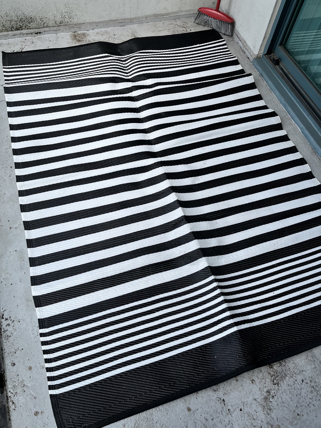 Black and White Striped Outdoor Rug