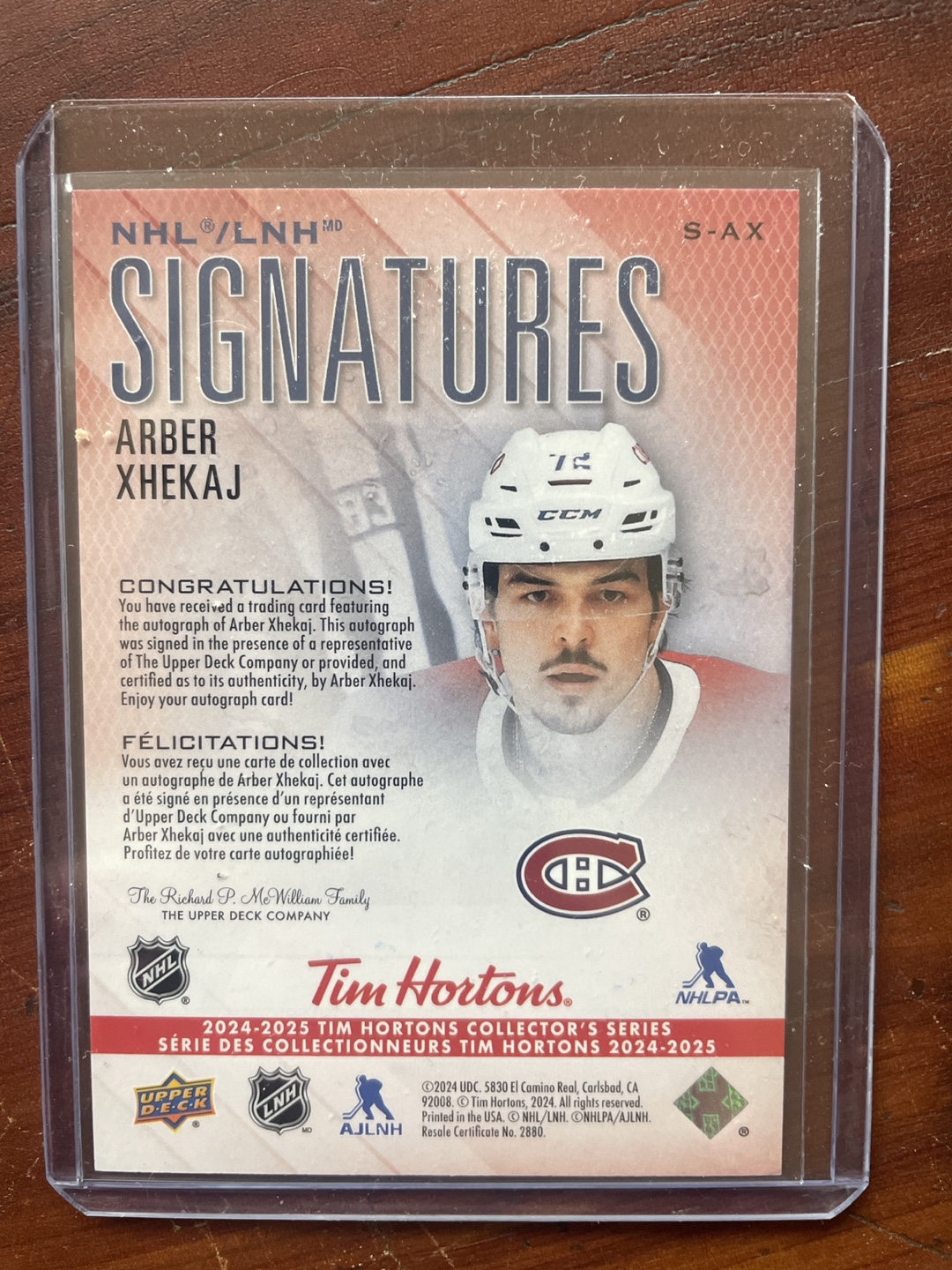 2024-25 Upper Deck Signatures Arber Xhekaj Rookie Card - photo 2
