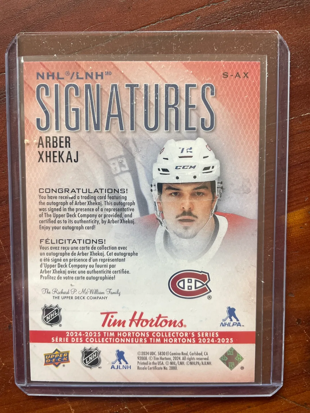 2024-25 Upper Deck Signatures Arber Xhekaj Rookie Card image indicator(2)