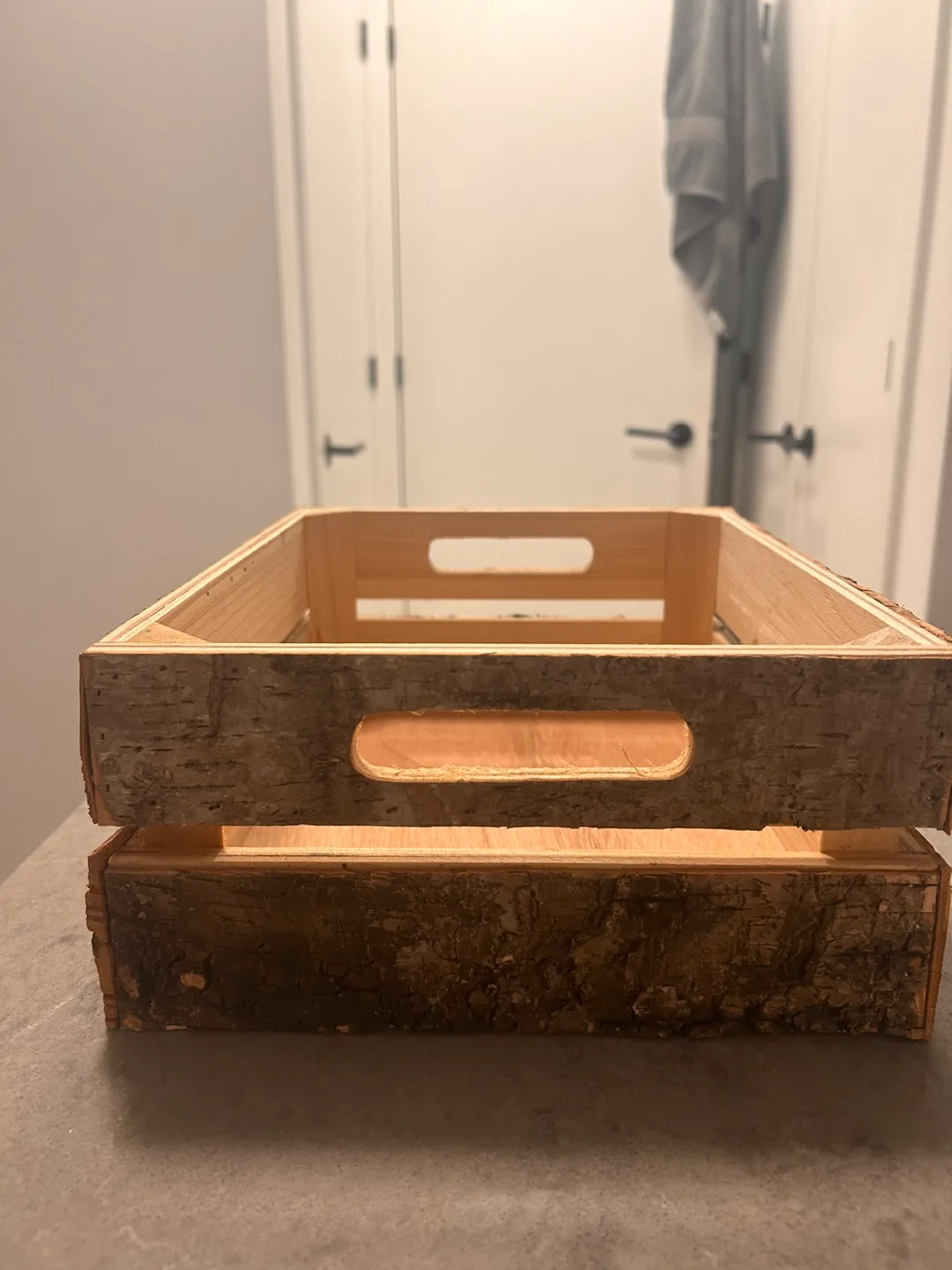 Wooden Crate with Birch Bark thumbnail