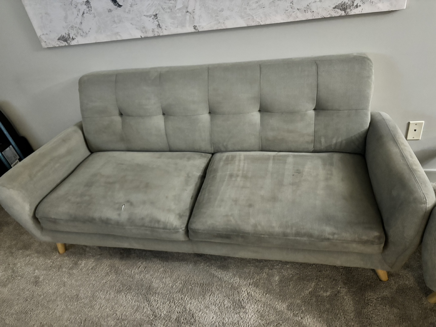 Grey Loveseat Sofa and Armchair - photo 4