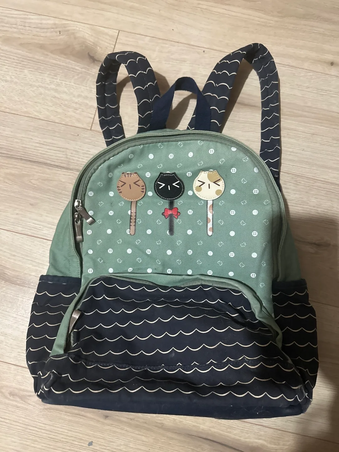 Cute Green Cat Backpack thumbnail