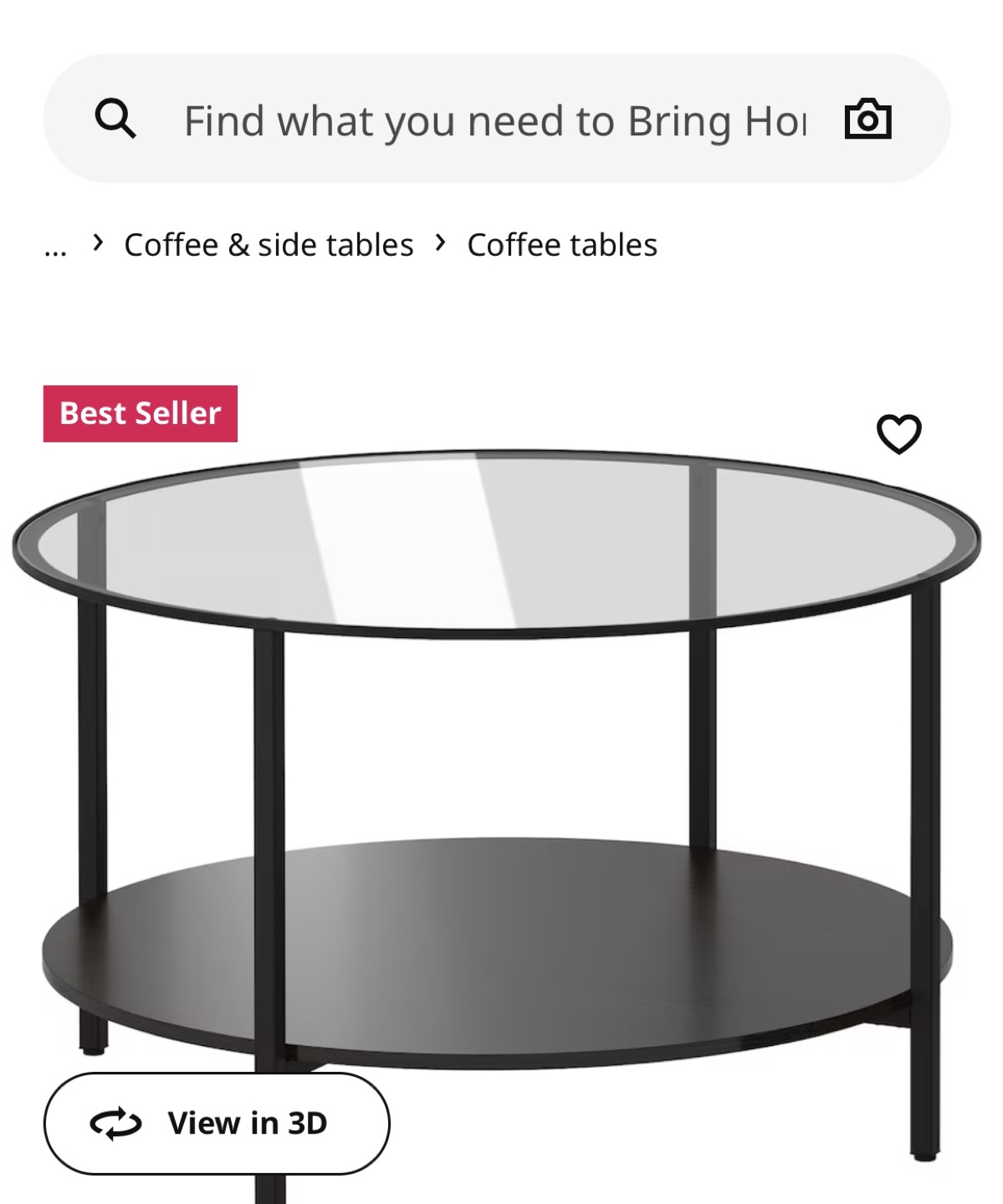 IKEA Glass Top Coffee Table