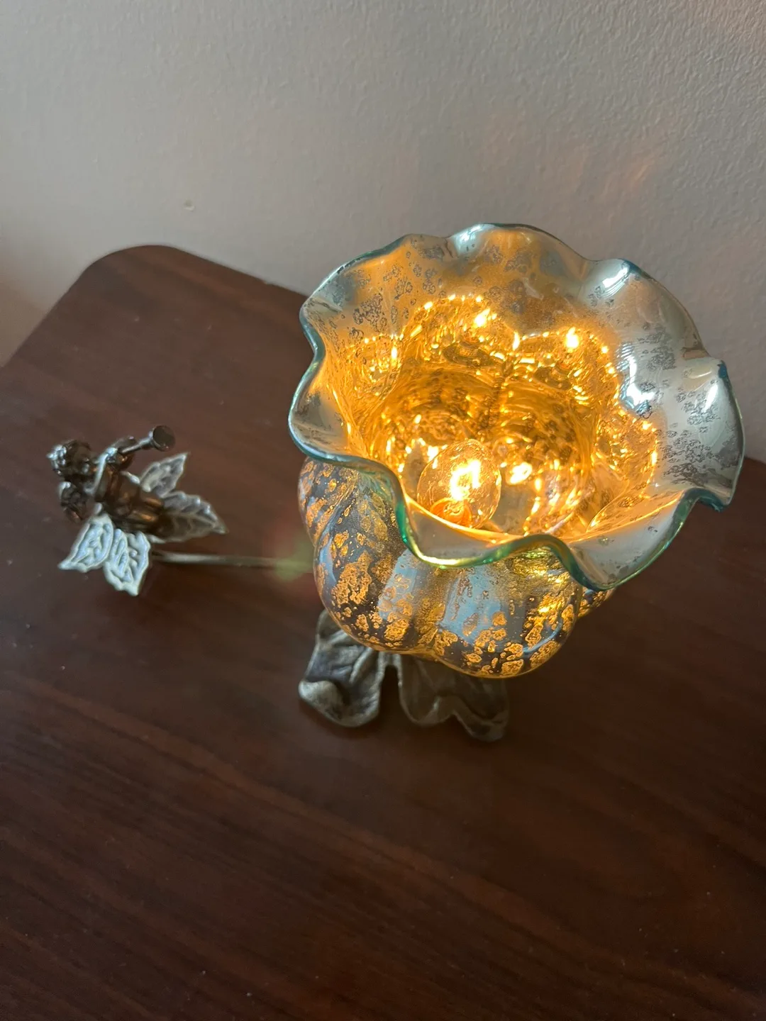 Set of 2  Teal and Gold  Glass and Metal Table Lamps image indicator(2)