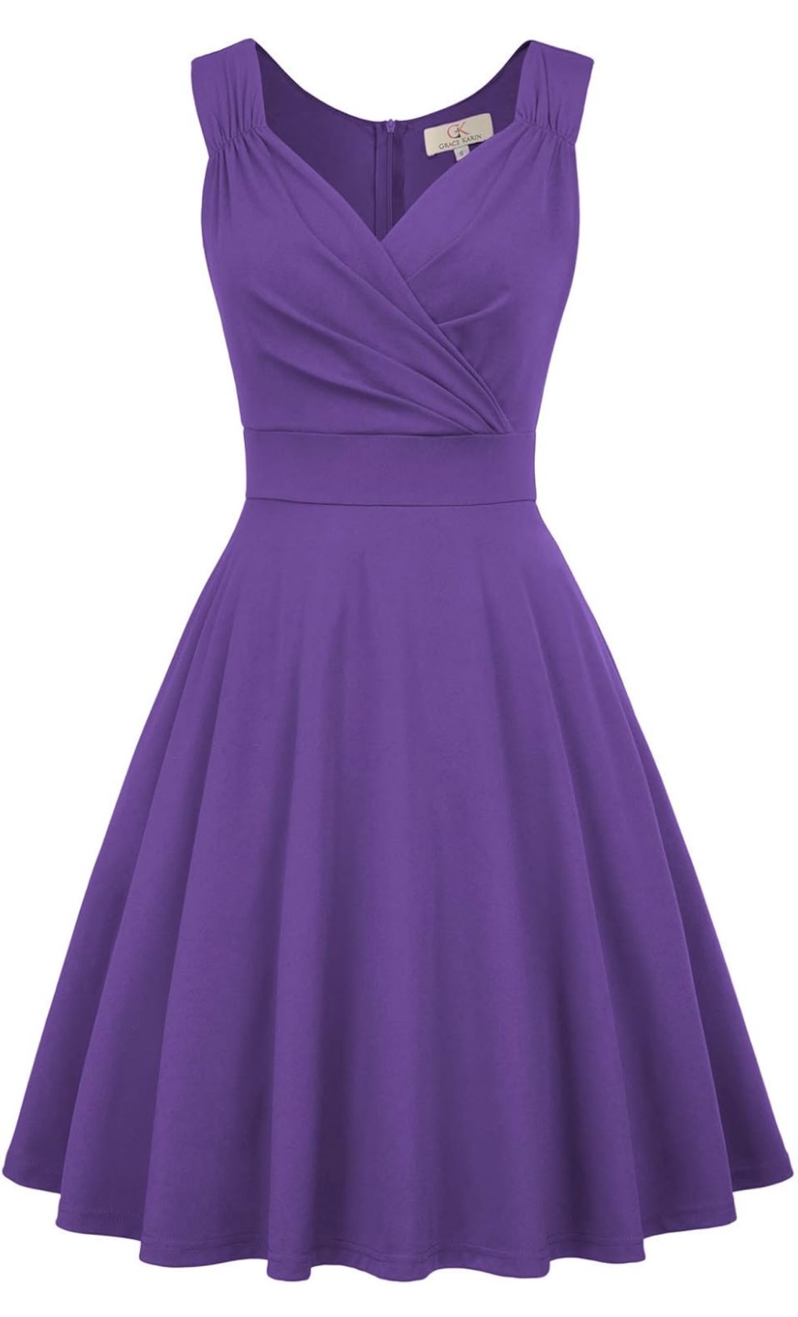 Purple Grace Karin V-Neck Sleeveless Dress, Speak Now Dress 🧡