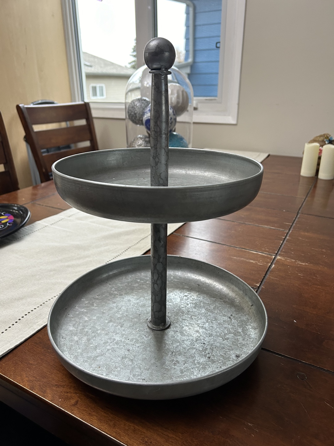 Two-Tiered Metal Serving Stand