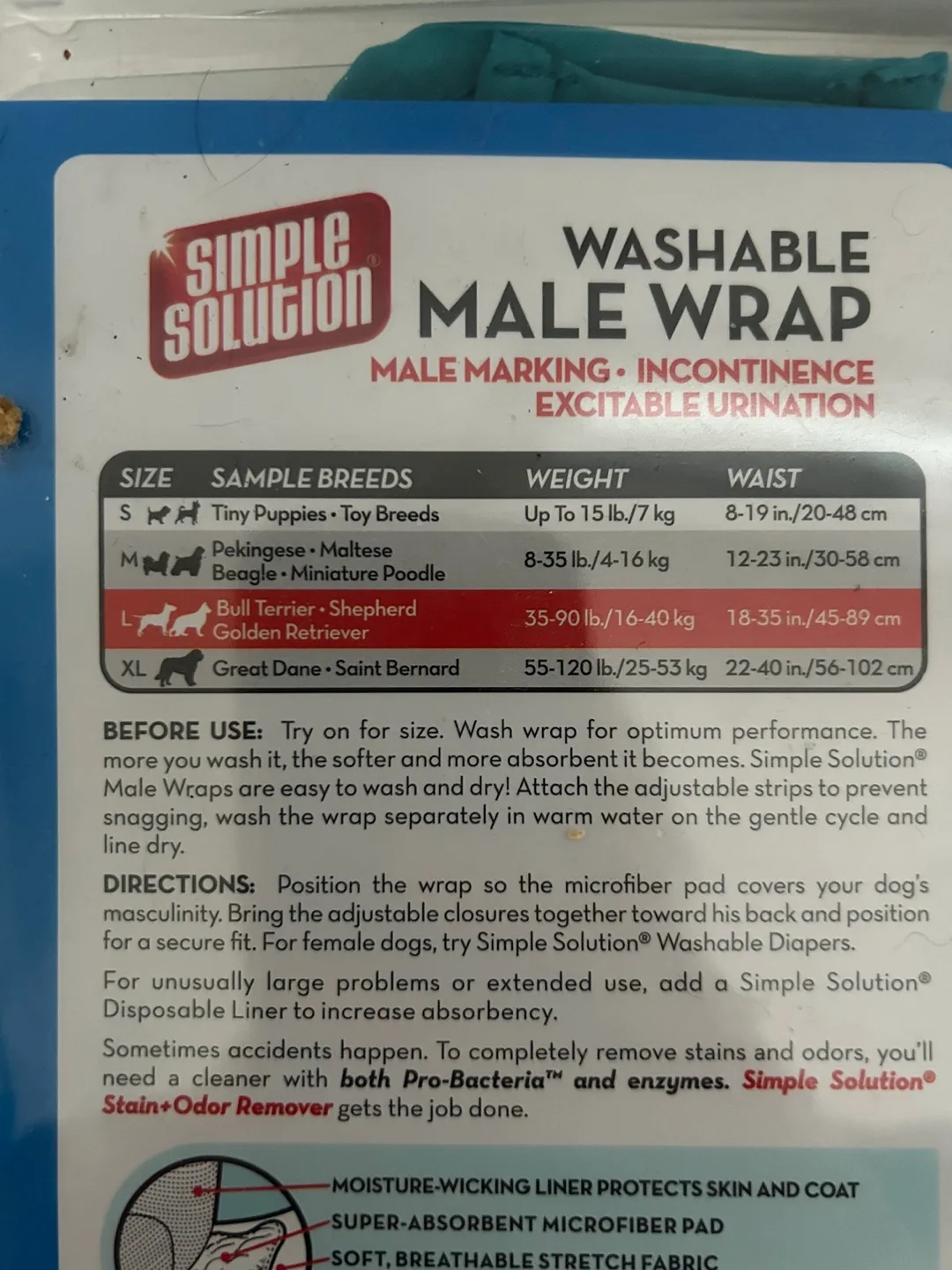 Simple Solution Washable Male Dog Wrap Diaper- Large image indicator(2)