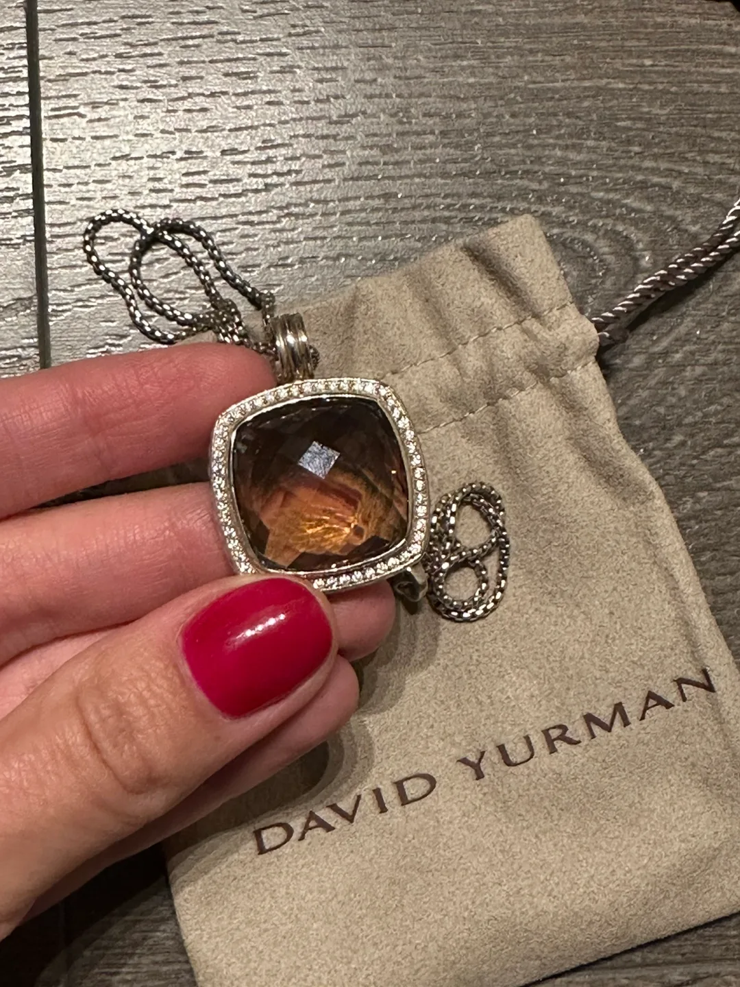 Authentic David Yurman  Albion 20mm Morganite Pendant Necklace image indicator(10)