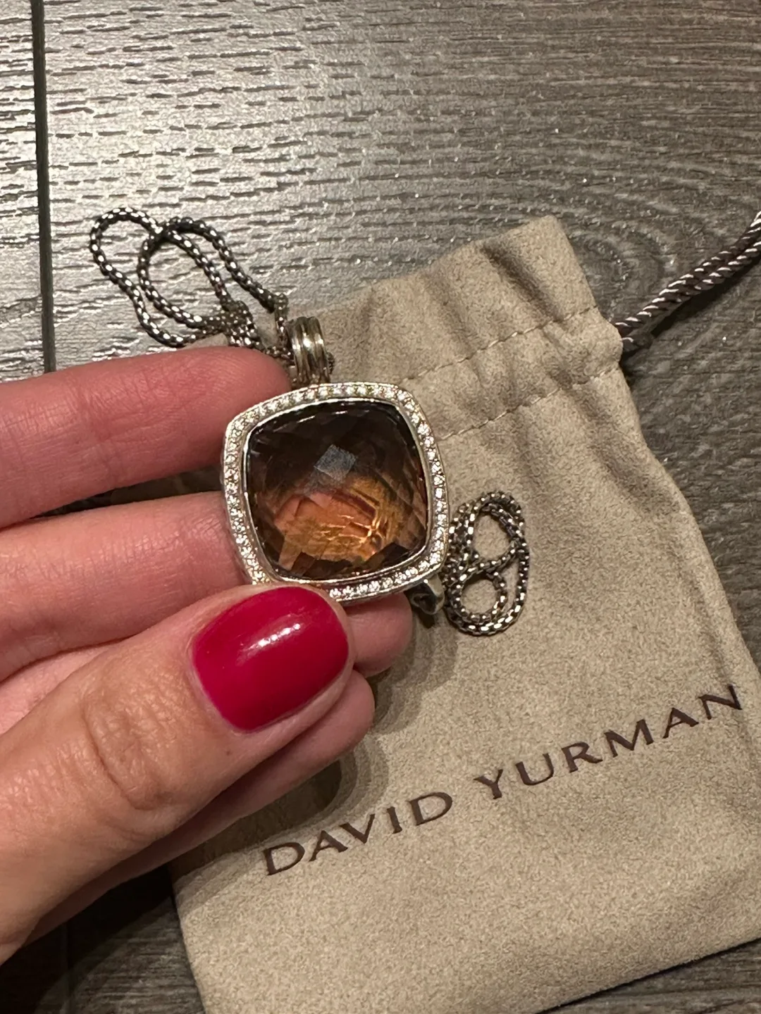 Authentic David Yurman  Albion 20mm Morganite Pendant Necklace image indicator(9)