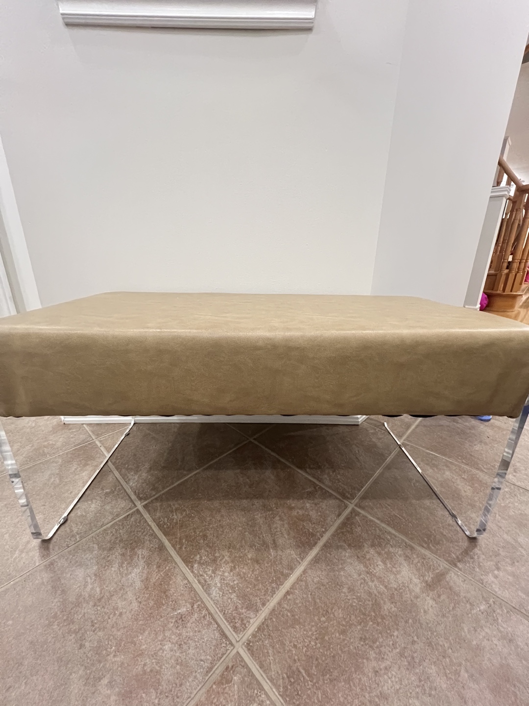 🩶Acrylic and Leather Bench 🧡