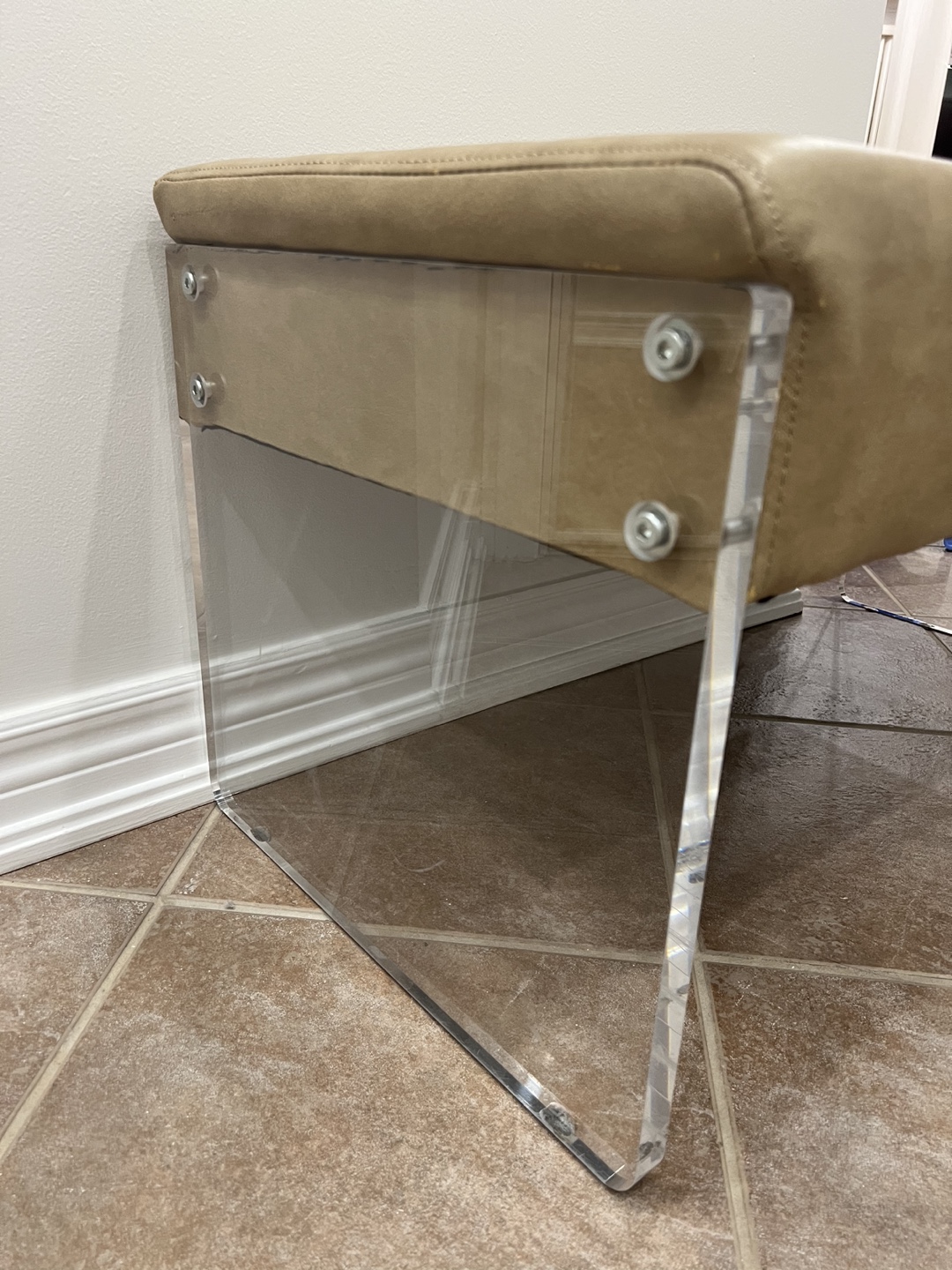 🩶Acrylic and Leather Bench 🧡 - photo 2