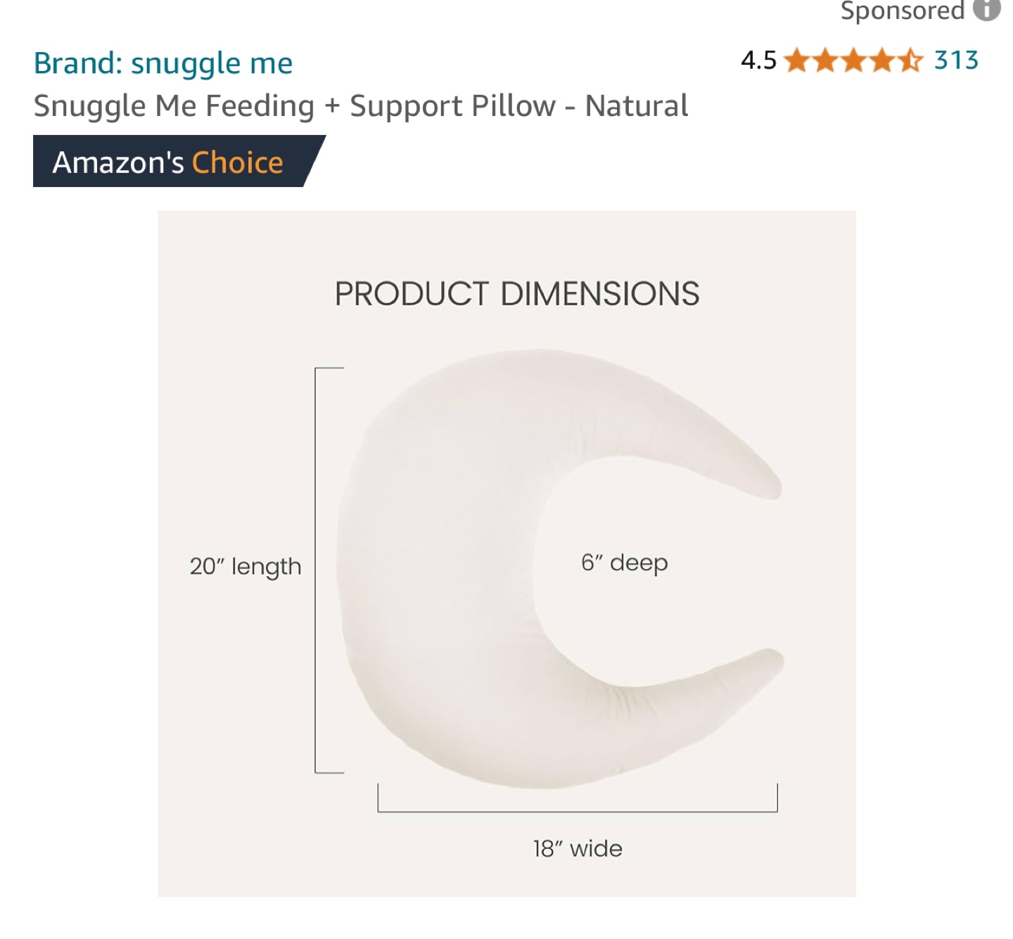 Snuggle Me Organic Cotton Feeding Pillow - Natural - photo 5