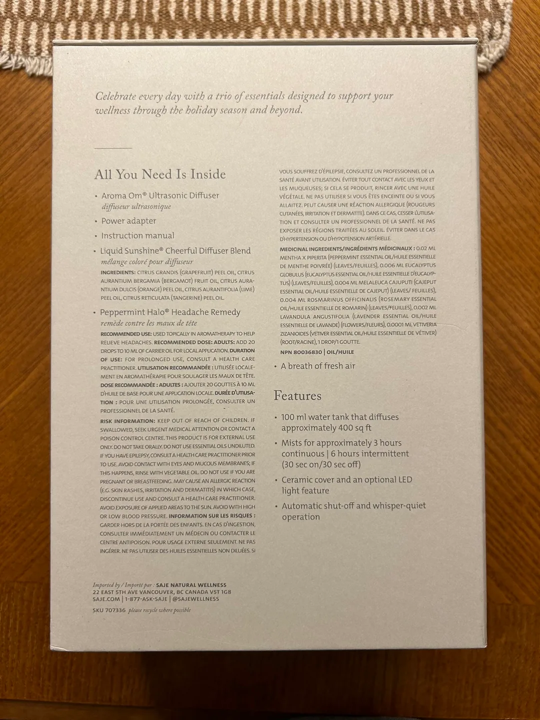 Saje Aroma Om Ultrasonic Diffuser with 2 Essential Oil Blends image indicator(4)