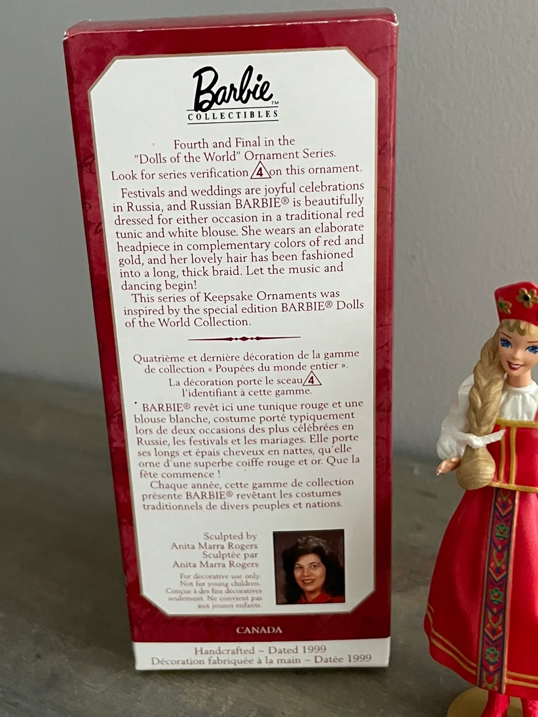 VINTAGE 1999 HALLMARK RUSSIAN BARBIE DOLL CHRISTMAS ORNAMENT image indicator(5)