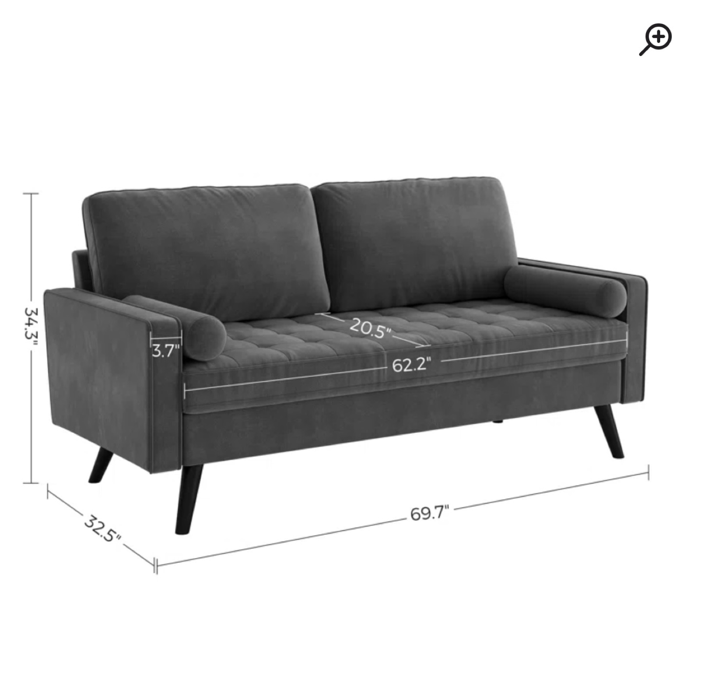 Grey Velvet Sofa - photo 2