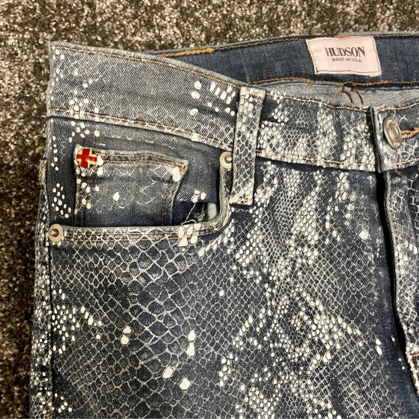 Hudson Nico Snakeskin Mid Rise Super Skinny Jeans image indicator(5)