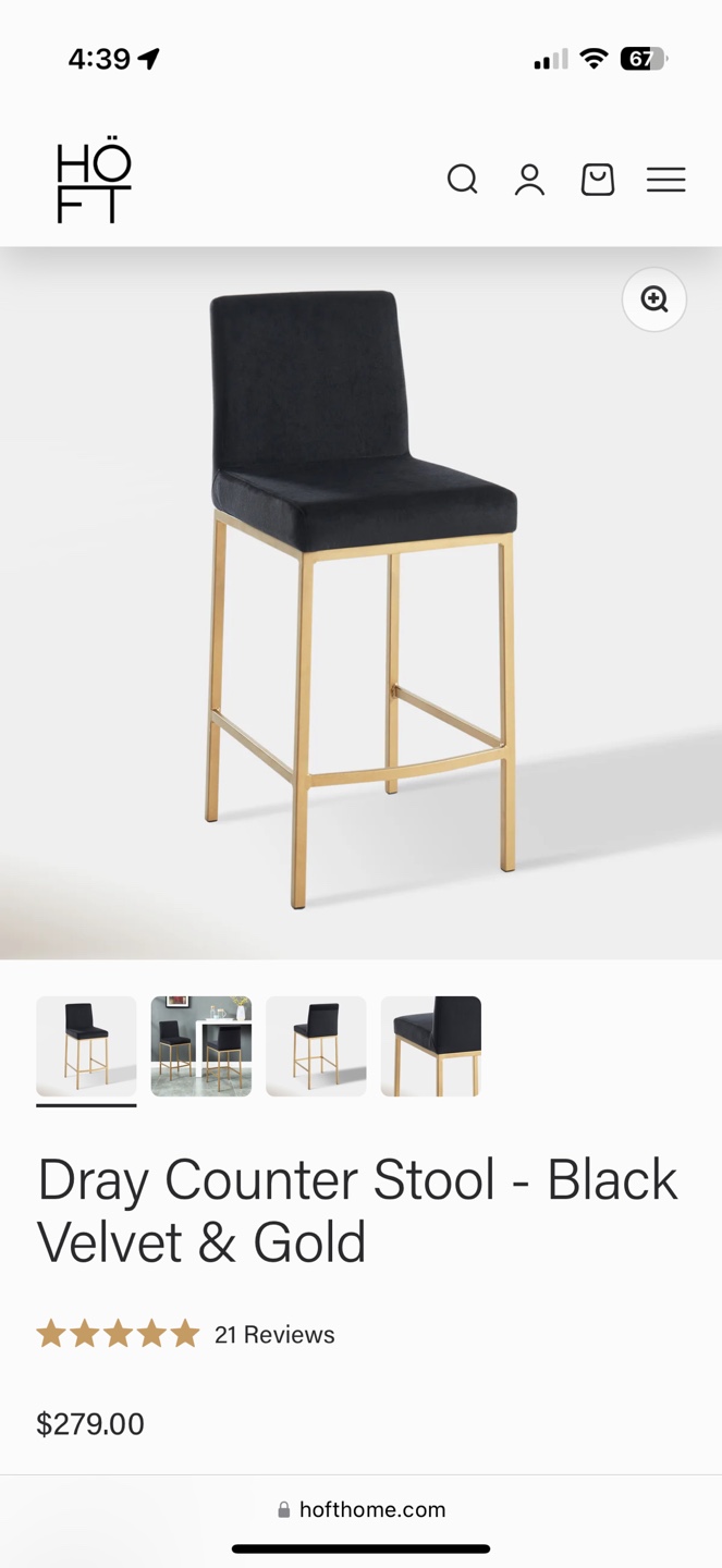 Counter Stools - Black Velvet - photo 2
