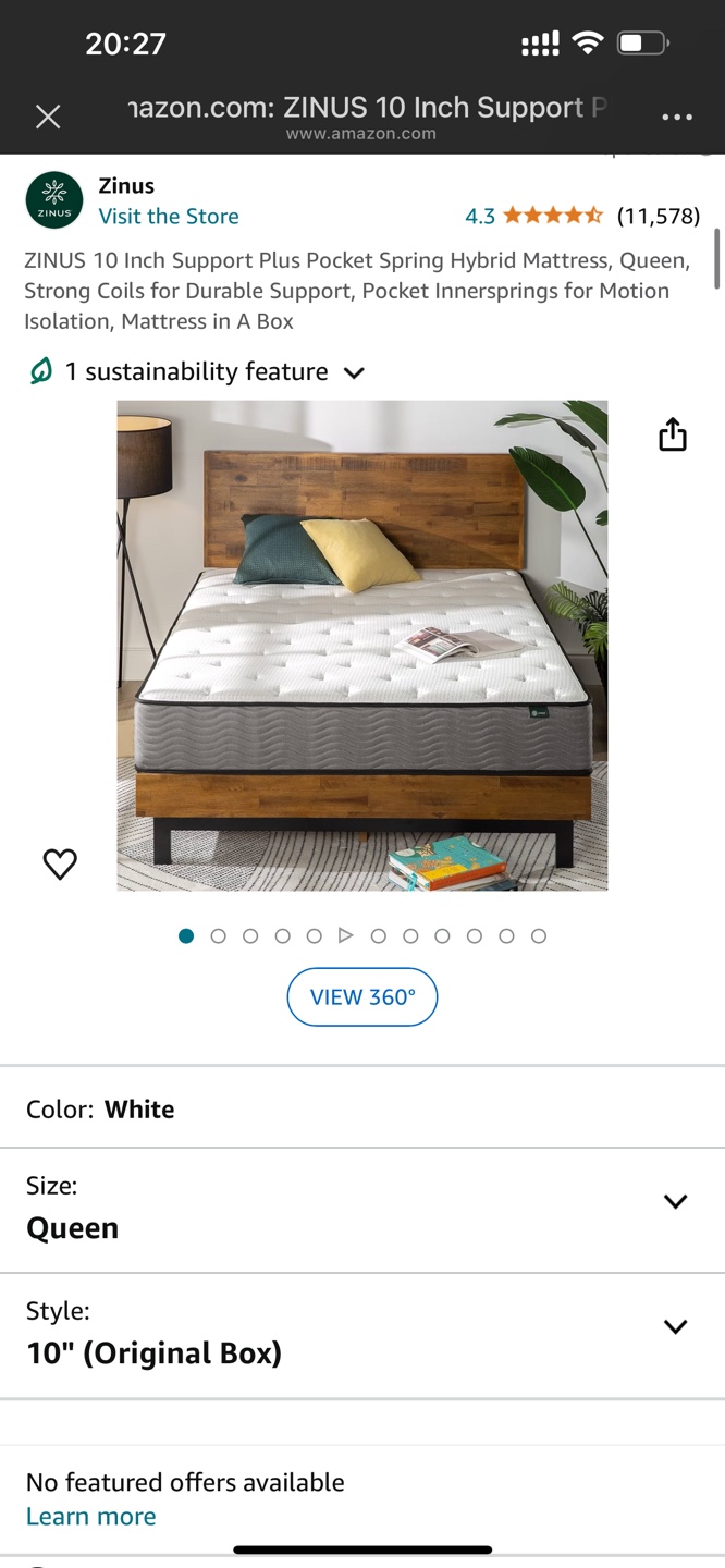 Zinus Mattress, Queen, Pick up by 12/15 - photo 2