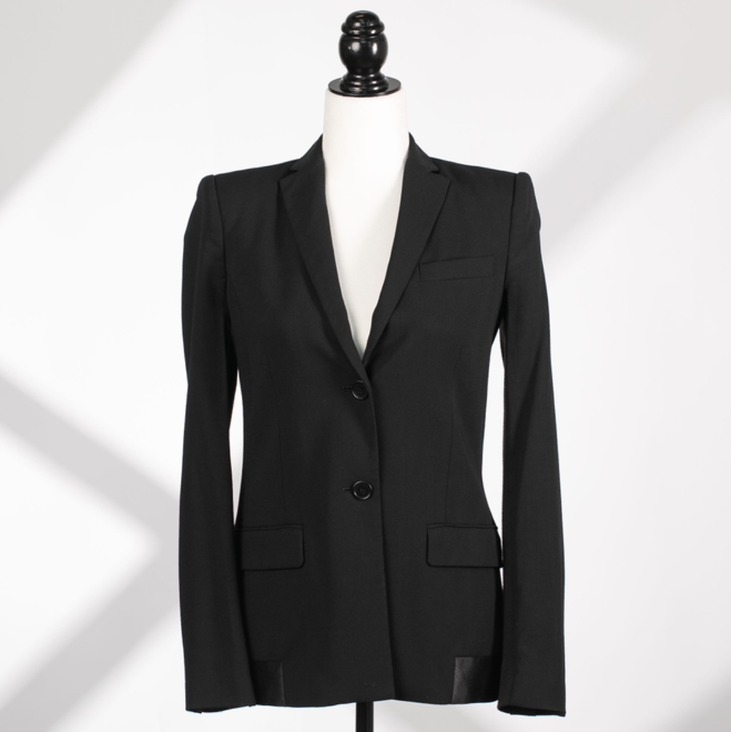 BCBGMAXAZRIA Wool Blazer with Satin Bottom Design