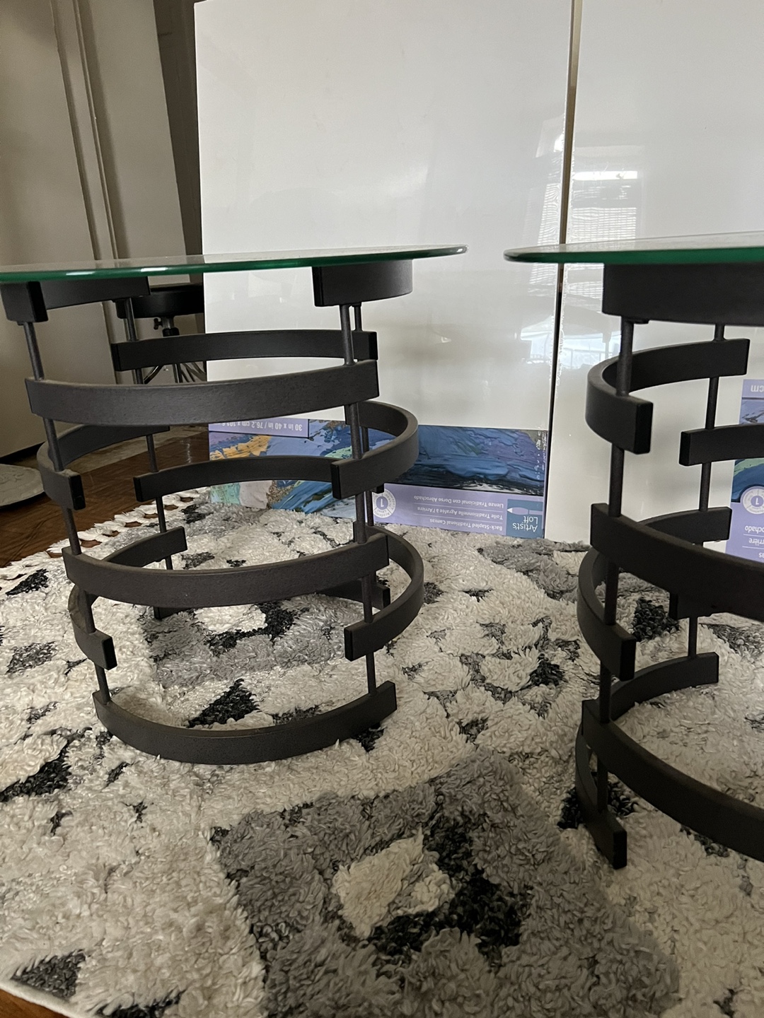 Set of 2 Glass and Metal End Tables - photo 5