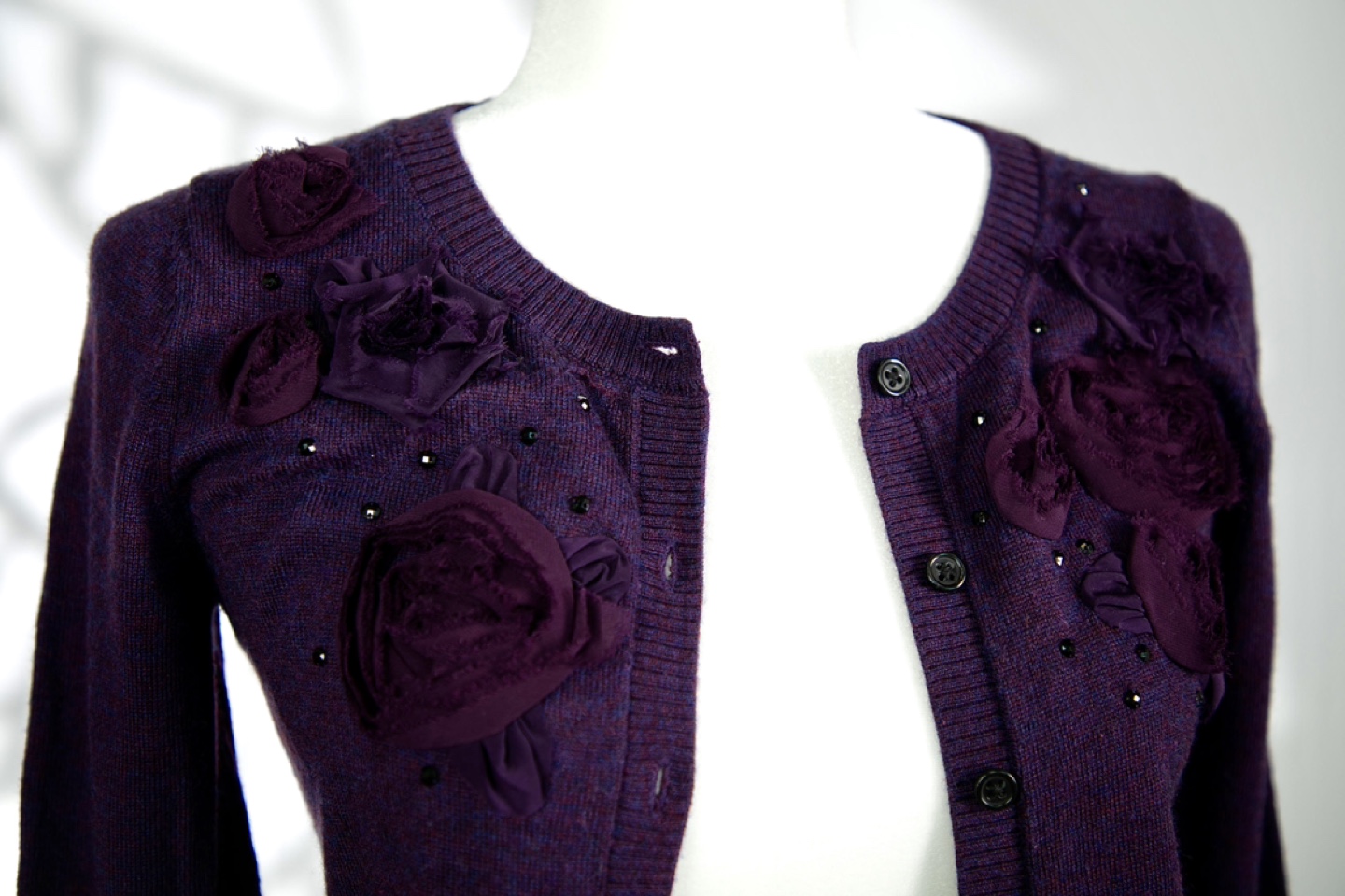 Purple Cardigan with Floral Detail - photo 3