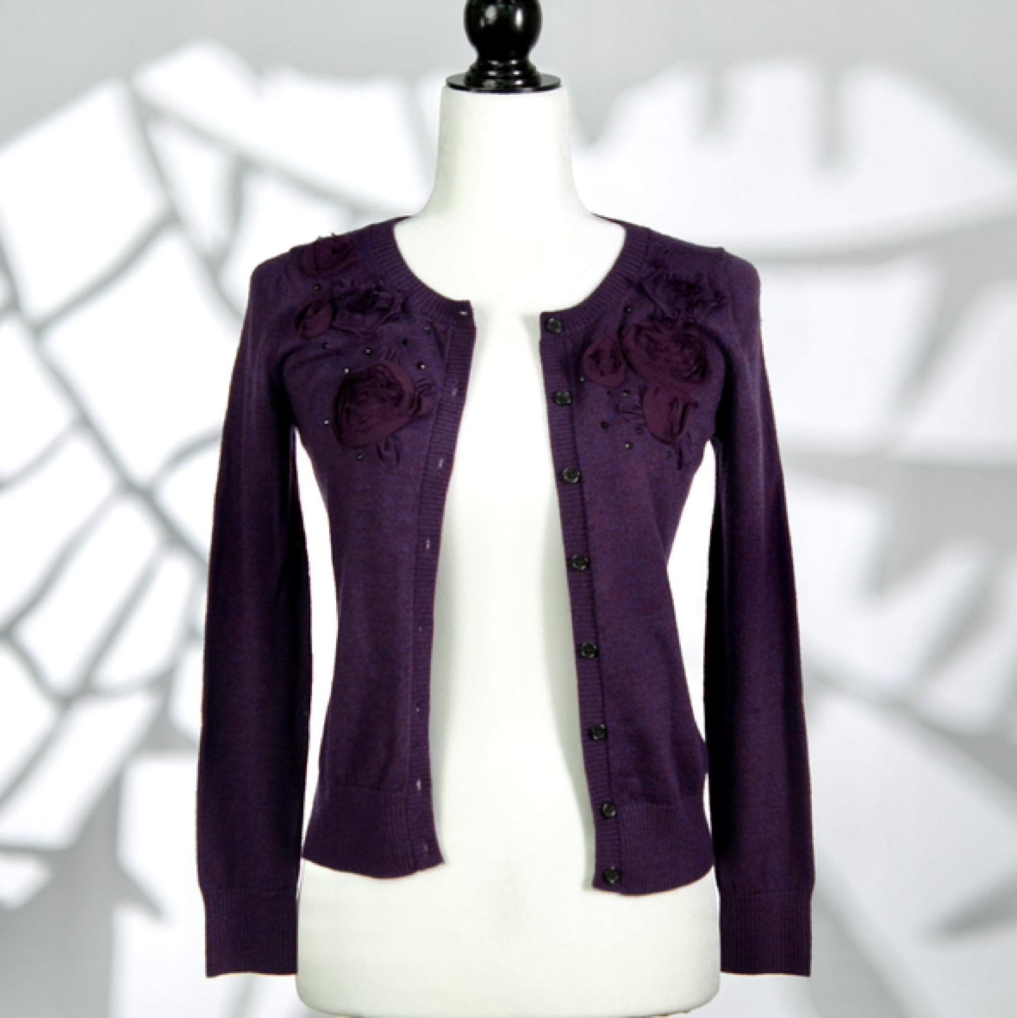 Purple Cardigan with Floral Detail