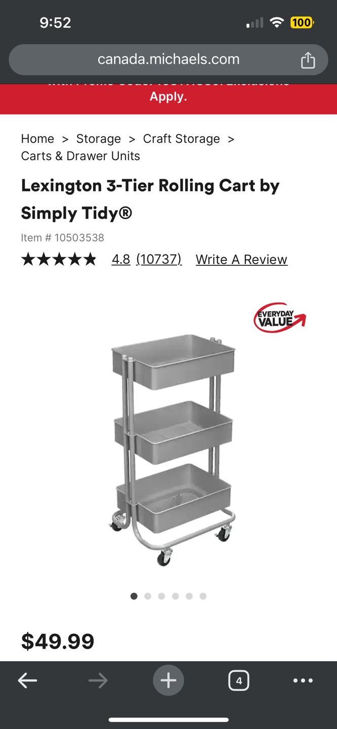3-Tier Rolling Craft Cart x2