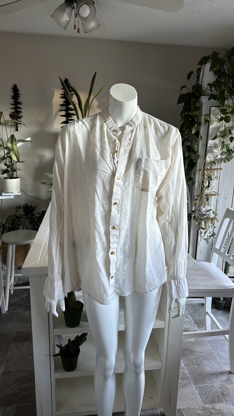 Free People White Button Up Shirt