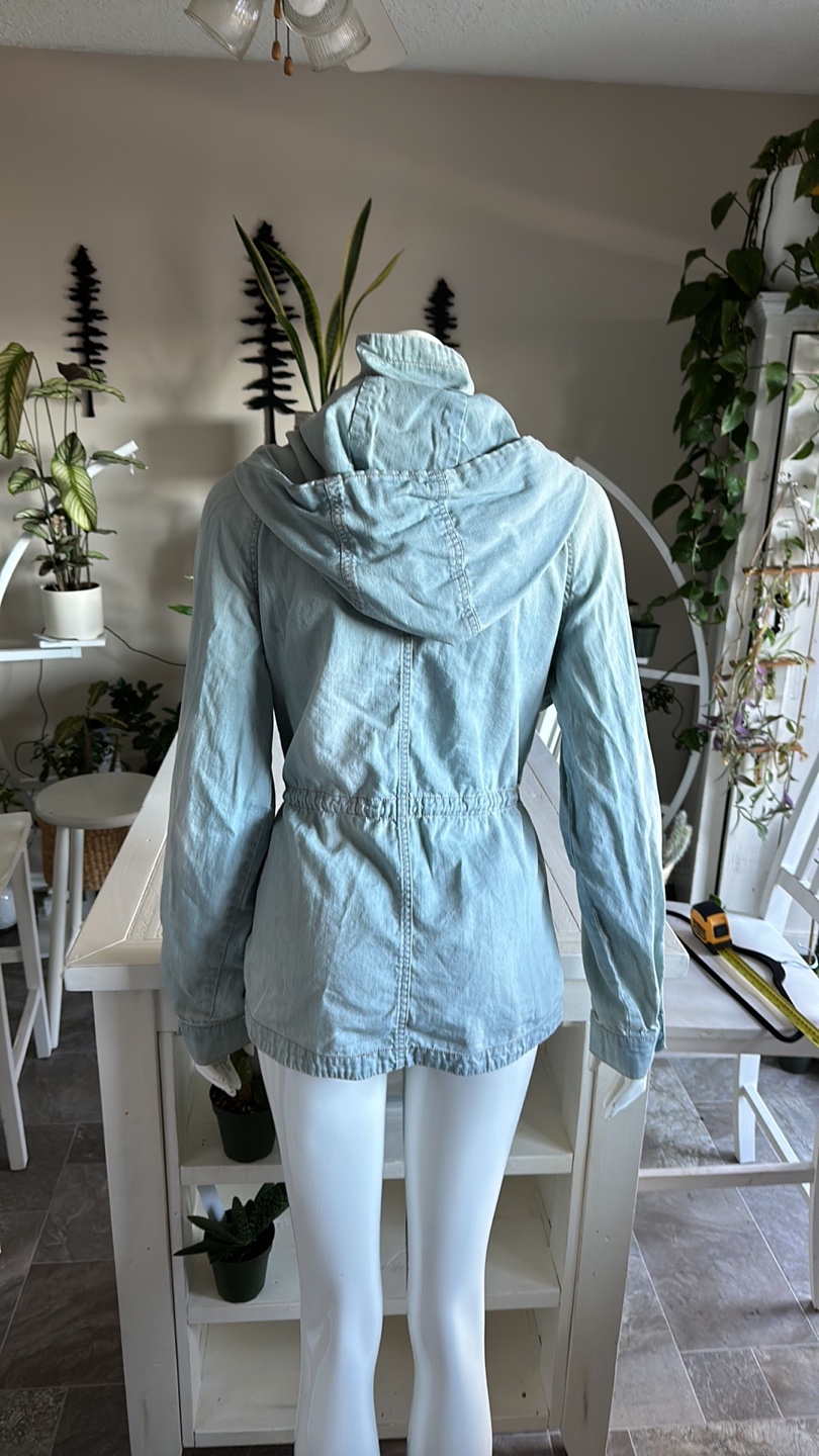 Light Blue Denim Jacket with Hood - photo 5